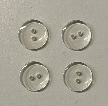 Buttons nylon 15mm/2-holes (25 pcs), Transparent